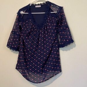 KNIT works cold shoulder embroidered flare sleeve (16)Xl